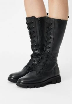 Paul Green Donna Stivali Con I Lacci - Cervo Black