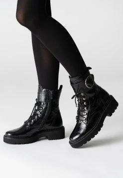 Paul Green Donna Stivaletti Stringati - Schwarz