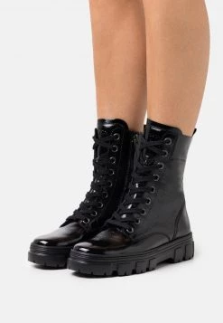 Paul Green Donna Stivaletti Stringati - Schwarz